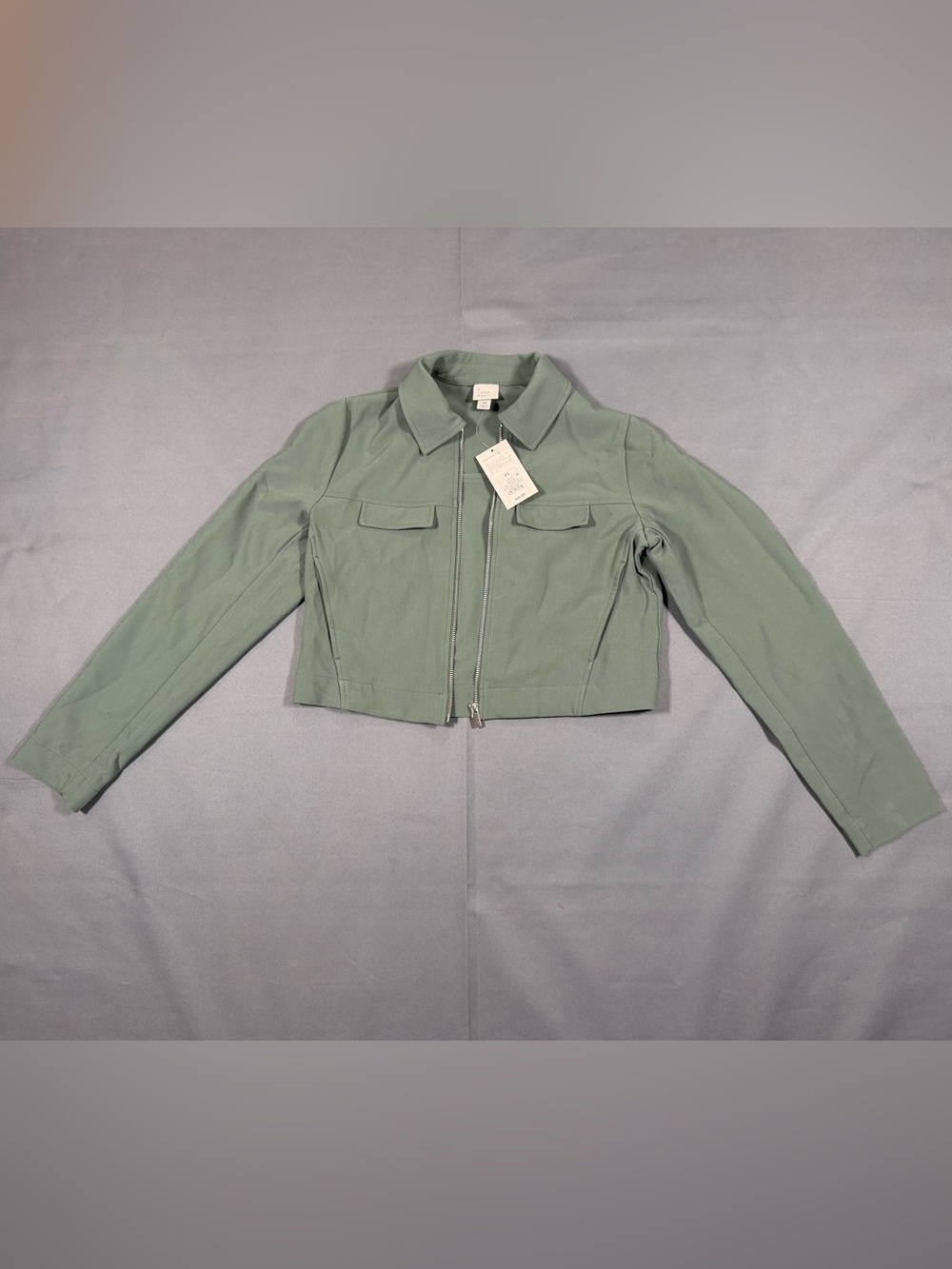 Women's Zipper Jacket - A New Day Olive XS: Recycled Polyester Rayon